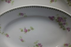 CMC-  MAUREIL CHAPEAU & CHARLES-  PURPLE VIOLETS-  OVAL SERVING PLATTER  11"   ..... http://jaapiesfinechinastore.com