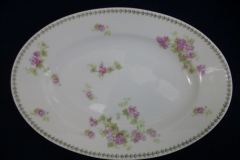 CMC-  MAUREIL CHAPEAU & CHARLES-  PURPLE VIOLETS-  OVAL SERVING PLATTER  11"   ..... https://www.jaapiesfinechinastore.com