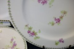 CMC-  MAUREIL CHAPEAU & CHARLES-  PURPLE VIOLETS-  SALAD PLATE  7 5/8"   ..... http://jaapiesfinechinastore.com