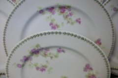 CMC-  MAUREIL CHAPEAU & CHARLES-  PURPLE VIOLETS-  SALAD PLATE  7 5/8"   ..... http://jaapiesfinechinastore.com
