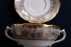 COALPORT HAZELTON GREY-SOUP BOWL & SAUCER    ..... http://jaapiesfinechinastore.com