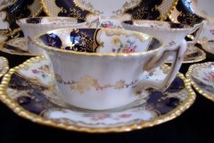 COALPORT PANEL COBALT Y2480 GOLD CENTER- TEA CUP & SAUCER   .....   http://jaapiesfinechinastore.com