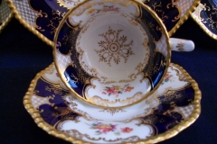 COALPORT PANEL COBALT Y2480 GOLD CENTER- TEA CUP & SAUCER   .....   https://www.jaapiesfinechinastore.com