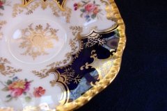 COALPORT PANEL COBALT Y2480 GOLD CENTER- TEA CUP & SAUCER   .....   http://jaapiesfinechinastore.com