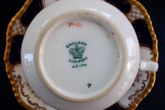 COALPORT PANEL COBALT Y2480 GOLD CENTER- TEA CUP & SAUCER   .....   http://jaapiesfinechinastore.com