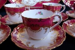 COALPORT SANDRINGHAM MAROON-  DEMI CUP & SAUCER   .....   http://jaapiesfinechinastore.com
