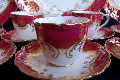 COALPORT SANDRINGHAM MAROON-  DEMI CUP & SAUCER   .....   https://www.jaapiesfinechinastore.com