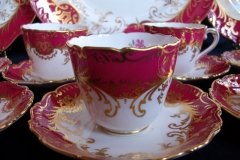 COALPORT SANDRINGHAM MAROON-  DEMI CUP & SAUCER   .....   http://jaapiesfinechinastore.com