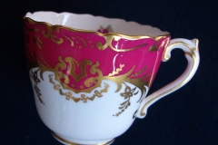 COALPORT SANDRINGHAM MAROON-  DEMI CUP & SAUCER   .....   https://www.jaapiesfinechinastore.com