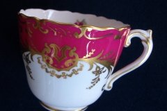COALPORT SANDRINGHAM MAROON-  DEMI CUP & SAUCER   .....   http://jaapiesfinechinastore.com