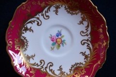 COALPORT SANDRINGHAM MAROON-  DEMI CUP & SAUCER   .....   http://jaapiesfinechinastore.com