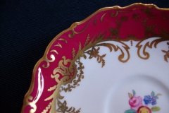COALPORT SANDRINGHAM MAROON-  DEMI CUP & SAUCER   .....   http://jaapiesfinechinastore.com