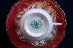 COALPORT SANDRINGHAM MAROON-  DEMI CUP & SAUCER   .....   http://jaapiesfinechinastore.com
