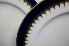 COALPORT SPEARPOINT COBALT 6143 SMOOTH- LUNCH PLATE 9 3/8" & 9 1/2" ..... http://jaapiesfinechinastore.com