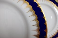 COALPORT SPEARPOINT COBALT #6143  SMOOTH- DESSERT/PIE PLATES  ..... http://jaapiesfinechinastore.com