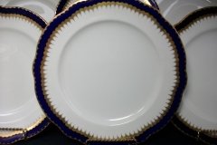 COALPORT SPEARPOINT COBALT 866 SCALLOPED- DINNER PLATE  10 1/2"  &  10 5/8" ..... http://jaapiesfinechinastore.com