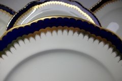 COALPORT SPEARPOINT COBALT 866 SCALLOPED- DINNER PLATE  10 1/2"  &  10 5/8" ..... http://jaapiesfinechinastore.com