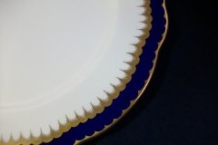 COALPORT SPEARPOINT COBALT 866 SCALLOPED- DINNER PLATE  10 1/2"  &  10 5/8" ..... http://jaapiesfinechinastore.com