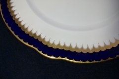 COALPORT SPEARPOINT COBALT 866 SCALLOPED- DINNER PLATE  10 1/2"  &  10 5/8" ..... http://jaapiesfinechinastore.com