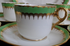 COALPORT SPEARPOINT GREEN #Y3691- COFFEE CUP & SAUCER ..... https://www.jaapiesfinechinastore.com