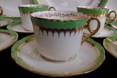 COALPORT SPEARPOINT GREEN #Y3691- COFFEE CUP & SAUCER ..... http://jaapiesfinechinastore.com