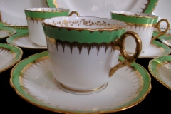 COALPORT SPEARPOINT GREEN #Y3691- COFFEE CUP & SAUCER ..... https://www.jaapiesfinechinastore.com