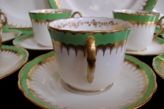 COALPORT SPEARPOINT GREEN #Y3691- COFFEE CUP & SAUCER ..... https://www.jaapiesfinechinastore.com