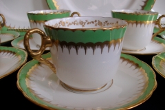 COALPORT SPEARPOINT GREEN #Y3691- COFFEE CUP & SAUCER ..... https://www.jaapiesfinechinastore.com