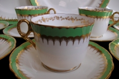 COALPORT SPEARPOINT GREEN #Y3691- COFFEE CUP & SAUCER ..... https://www.jaapiesfinechinastore.com