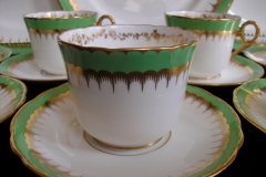 COALPORT SPEARPOINT GREEN #Y3691- COFFEE CUP & SAUCER ..... https://www.jaapiesfinechinastore.com