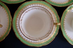 COALPORT SPEARPOINT GREEN #Y3691- COFFEE CUP & SAUCER ..... http://jaapiesfinechinastore.com