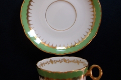 COALPORT SPEARPOINT GREEN #Y3691- COFFEE CUP & SAUCER ..... https://www.jaapiesfinechinastore.com