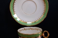 COALPORT SPEARPOINT GREEN #Y3691- COFFEE CUP & SAUCER ..... http://jaapiesfinechinastore.com