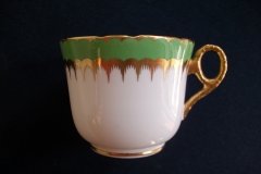 COALPORT SPEARPOINT GREEN #Y3691- COFFEE CUP & SAUCER ..... http://jaapiesfinechinastore.com