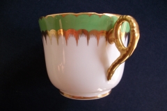 COALPORT SPEARPOINT GREEN #Y3691- COFFEE CUP & SAUCER ..... https://www.jaapiesfinechinastore.com