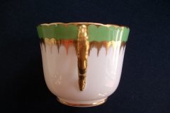 COALPORT SPEARPOINT GREEN #Y3691- COFFEE CUP & SAUCER ..... http://jaapiesfinechinastore.com