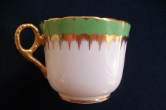 COALPORT SPEARPOINT GREEN #Y3691- COFFEE CUP & SAUCER ..... https://www.jaapiesfinechinastore.com