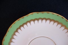 COALPORT SPEARPOINT GREEN #Y3691- COFFEE CUP & SAUCER ..... http://jaapiesfinechinastore.com