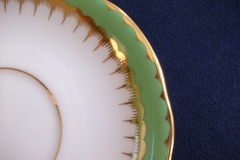 COALPORT SPEARPOINT GREEN #Y3691- COFFEE CUP & SAUCER ..... https://www.jaapiesfinechinastore.com