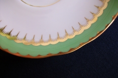 COALPORT SPEARPOINT GREEN #Y3691- COFFEE CUP & SAUCER ..... https://www.jaapiesfinechinastore.com