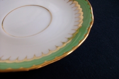 COALPORT SPEARPOINT GREEN #Y3691- COFFEE CUP & SAUCER ..... https://www.jaapiesfinechinastore.com