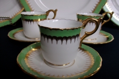 COALPORT SPEARPOINT GREEN #6143A- DEMITASSE CUP & SAUCER .....   https://www.jaapiesfinechinastore.com