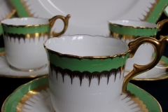 COALPORT SPEARPOINT GREEN #6143A- DEMITASSE CUP & SAUCER .....   https://www.jaapiesfinechinastore.com