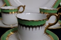COALPORT SPEARPOINT GREEN #6143A- DEMITASSE CUP & SAUCER .....   http://jaapiesfinechinastore.com