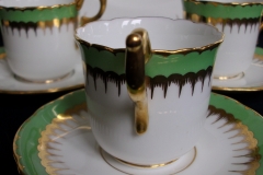 COALPORT SPEARPOINT GREEN #6143A- DEMITASSE CUP & SAUCER .....   https://www.jaapiesfinechinastore.com