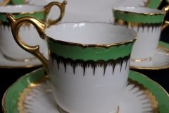 COALPORT SPEARPOINT GREEN #6143A- DEMITASSE CUP & SAUCER .....   http://jaapiesfinechinastore.com