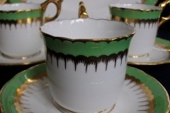 COALPORT SPEARPOINT GREEN #6143A- DEMITASSE CUP & SAUCER .....   http://jaapiesfinechinastore.com