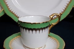 COALPORT SPEARPOINT GREEN #6143A- DEMITASSE CUP & SAUCER .....   https://www.jaapiesfinechinastore.com