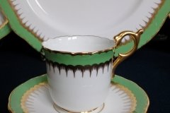 COALPORT SPEARPOINT GREEN #6143A- DEMITASSE CUP & SAUCER .....   http://jaapiesfinechinastore.com