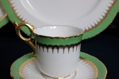 COALPORT SPEARPOINT GREEN #6143A- DEMITASSE CUP & SAUCER .....   http://jaapiesfinechinastore.com